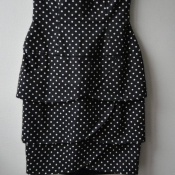 Vintage Black & White Polka Dot Wiggle Dress Tube Strapless Size Small Medium - Picture 4 of 5